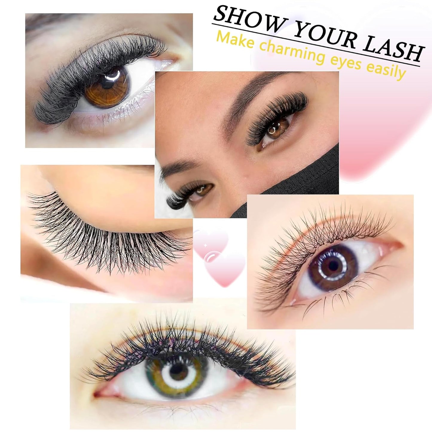 Lash Extensions 3 Tips Triple yyy Eyelash Extensions W Shape 0.07mm Thickness C Curl Mix 8-15mm Premade Fans Easy Fan Volume Lashes Matte Black Crisscross(YYY-Triple-0.07-C,8-15mm Mix)