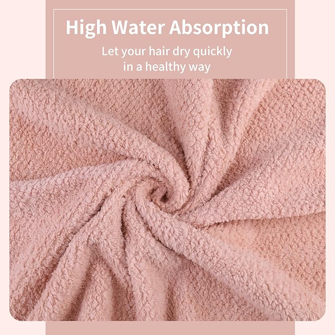 Microfiber Hair Towel Quick Dry Hair Towel Hair Drying Towels Suitable for All Kinds of Hair Ultra Absorbent Long and Thick Hair 20X40inch Lotus Root Pink (1pcs)