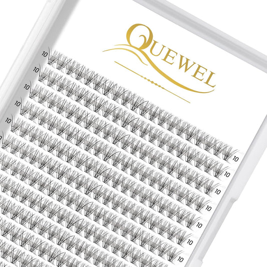 QUEWEL Cluster Lashes 240Pcs Individual Lashes 10D 0.10C Curl 10mm Knot-Free Lash Extensions Clusters Lashes Soft&Natural False Eyelashes Individual DIY Eyelash Extension at Home(10D 0.10C 10)