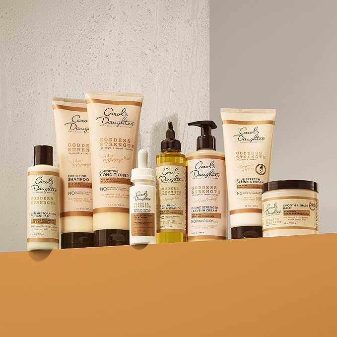 Carol's Daughter Goddess Strength True Stretch Defining Hair Cream For Waves,Coils and Curls,Curl Defining Cream with Castor Oil,6.8 Fl Oz,(Pack of 2)