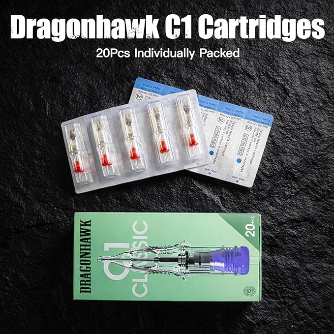Dragonhawk 20Pcs Extreme Cartridges Disposable Tattoo Needle Standard 9 Curved Magnum 1209RM