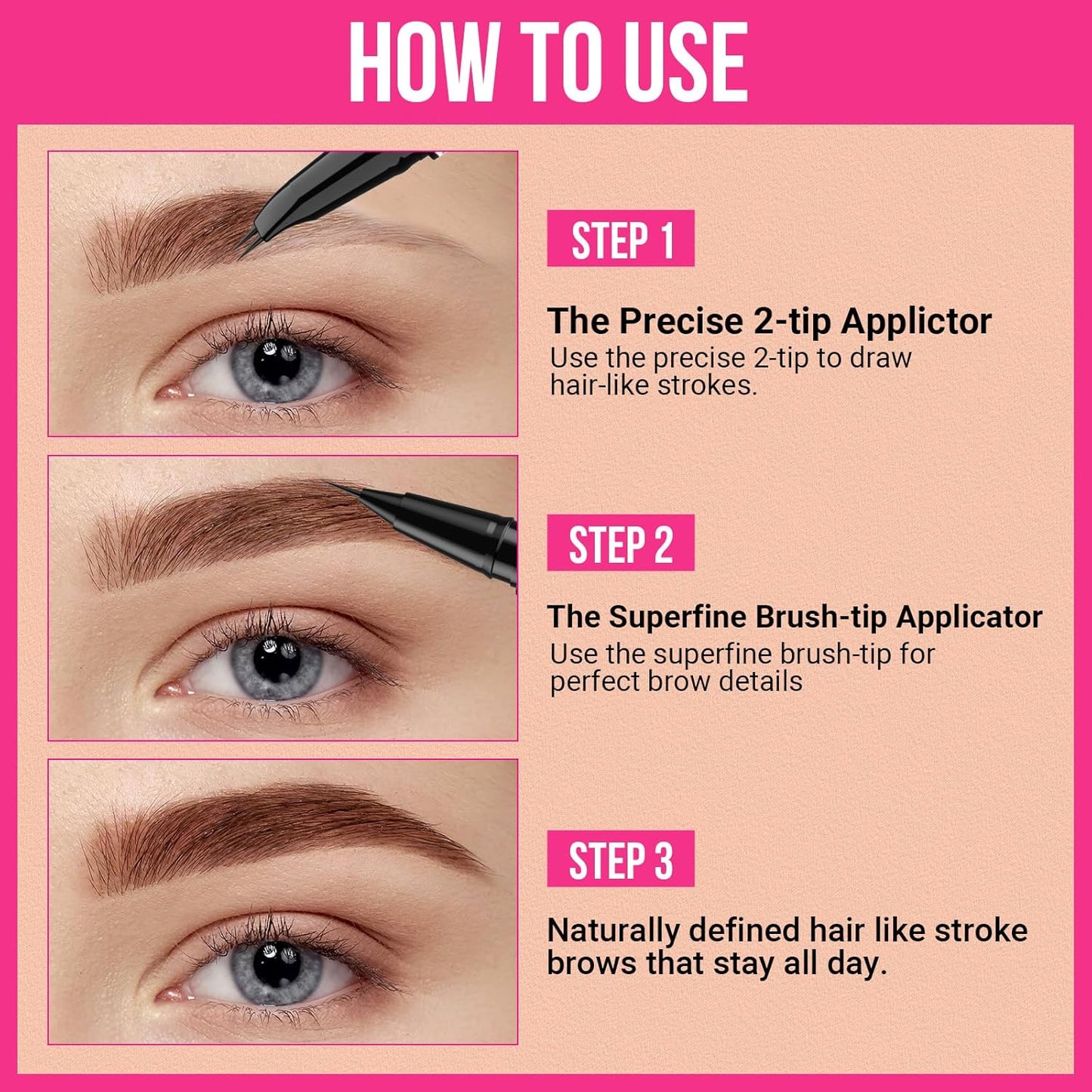 iMethod Curved Eyebrow Pen - 2-in-1 Dual-Ended Eyebrow Pencil with Curved Tip and Precise Brush-Tip, Microblading Pen for Natural Hair-Like Brows, Long Lasting, Light Brown