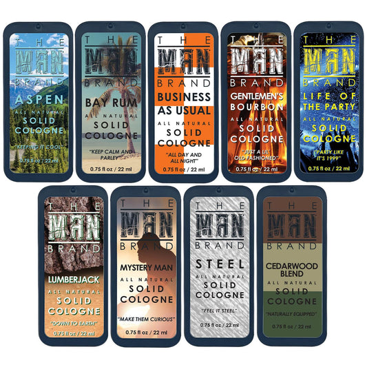 Solid Cologne Sample Set of 9 - Men's Sample Cologne Pack - Mens fragrance Sampler Set - Mens Travel Size Perfume Sampler Set (All or Nothing - 9 Pack - 0.75 oz each)