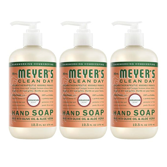 MRS. MEYER'S CLEAN DAY Hand Soap, Geranium Scent, 12.5 Fl Oz Bottle - 3 Pack