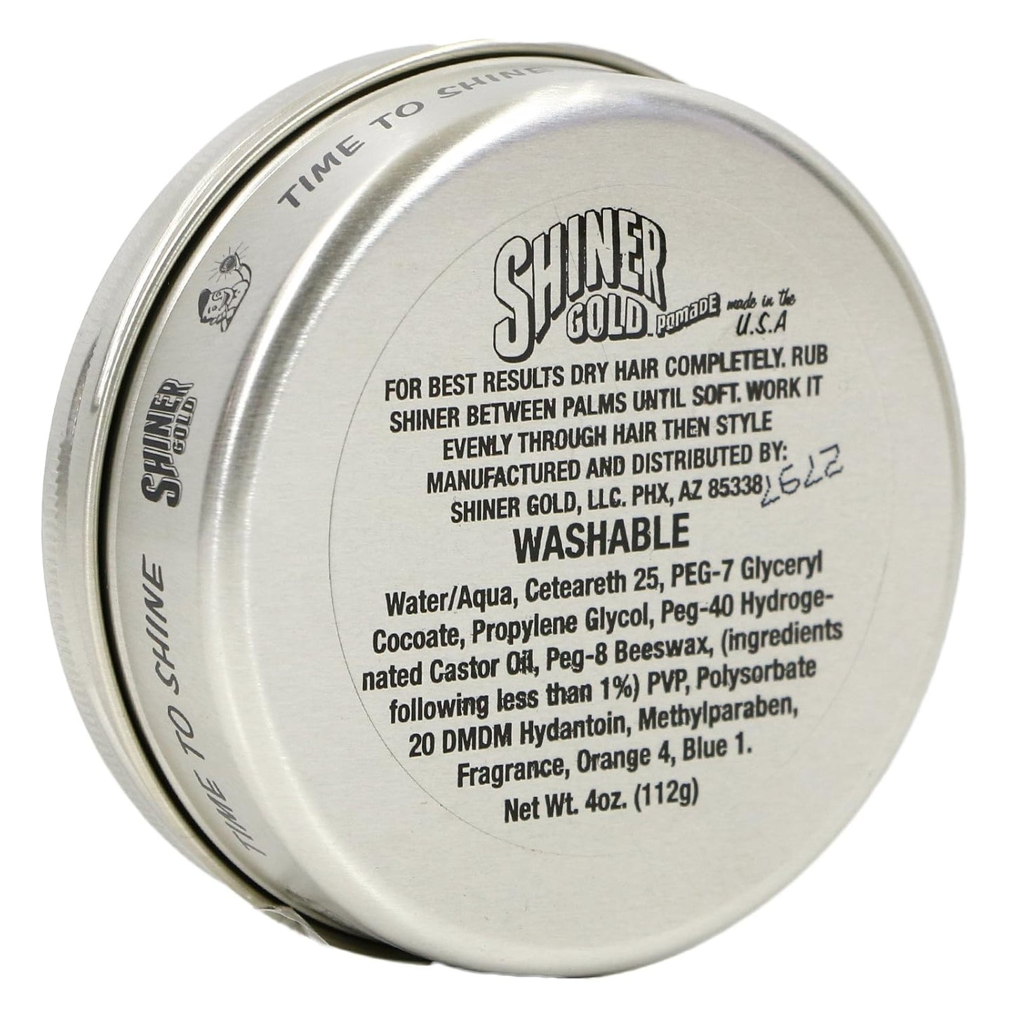 Shiner Gold Pomade | Strong Hold | High Shine | Water-based | Coconut Scent, 4oz