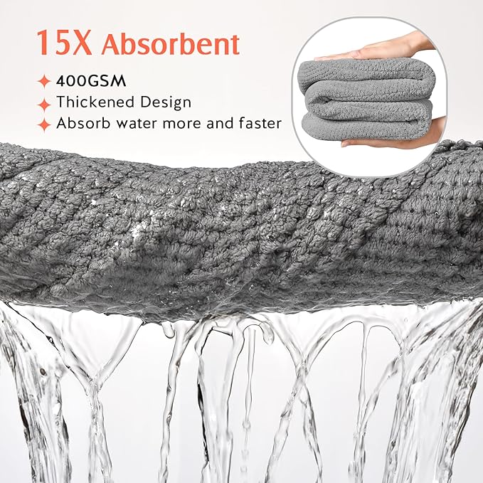 YFONG 2 Pack Microfiber Hair Towel Wrap for Women, Super Absorbent Quick Dry Hair Turban for All Hair Style Anti Frizz, Large Hair Drying Towel with Button