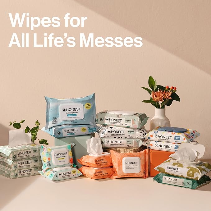 The Honest Company Hypoallergenic Multi-Use Baby Wipes for Sensitive Baby Skin, Balance Blues, 60 Count