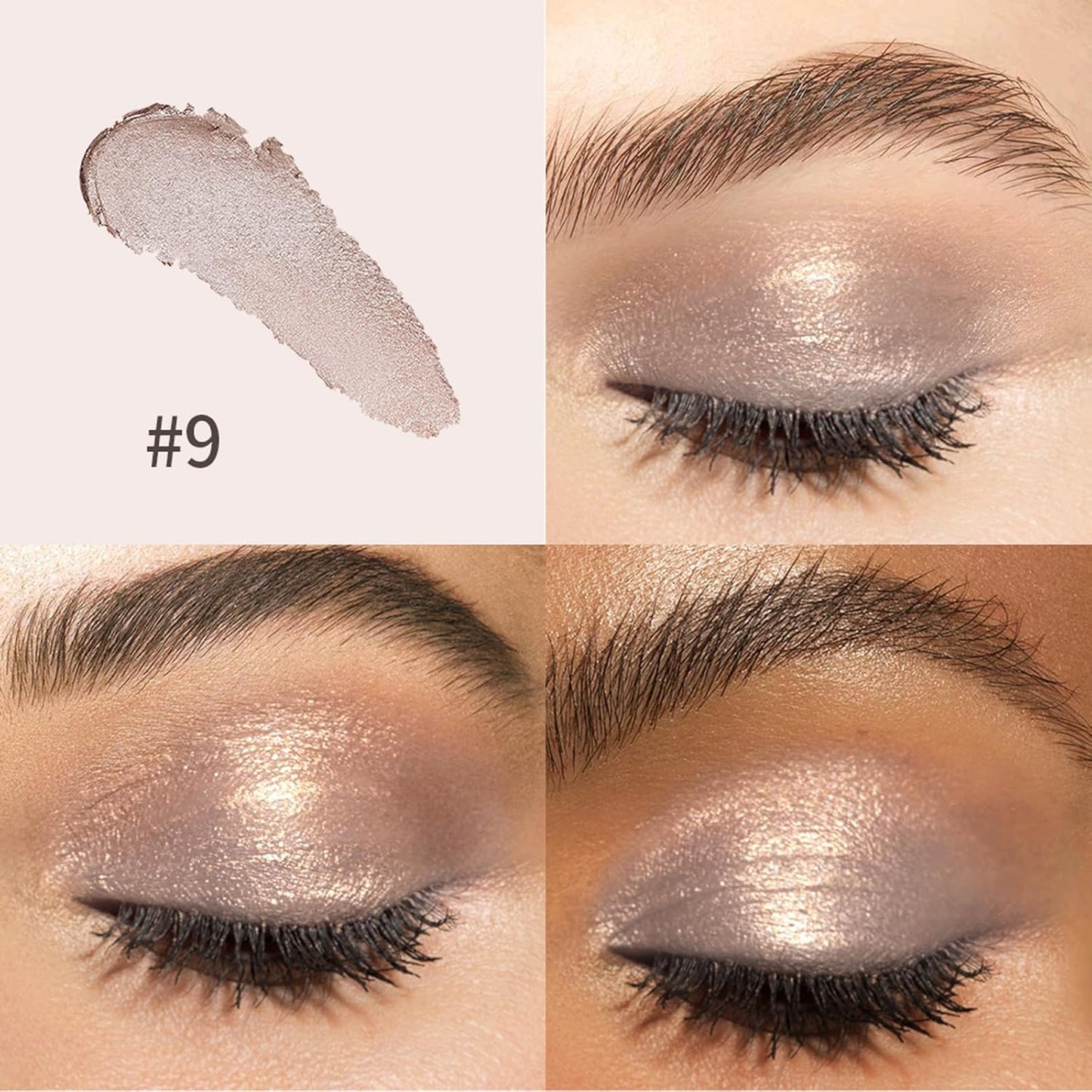 Eyeshadow Stick, Shimmer and Matte Cream Eye Shadow Brightener Sticks Eyeliner Pencil Crayon, Waterproof Long Lasting Eye Highlighter Stick Makeup,0.056 Oz(2PCS #8-Fancy+#9-Champagne)