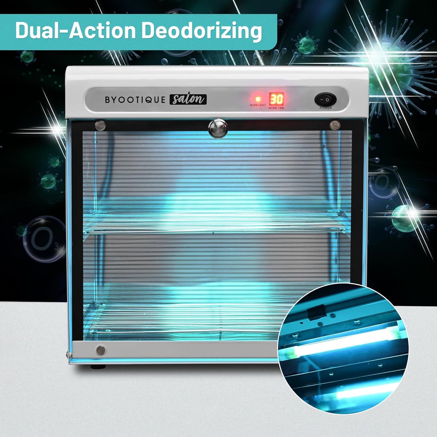 BYOOTIQUE 16L Nail Tool Cleaning Machine Electric Towel Cabinet Blue Light with Timer for Manicure Clippers Facial Skin Beauty Hair Salon Barbershop Spa Equipment Home Metal Tools
