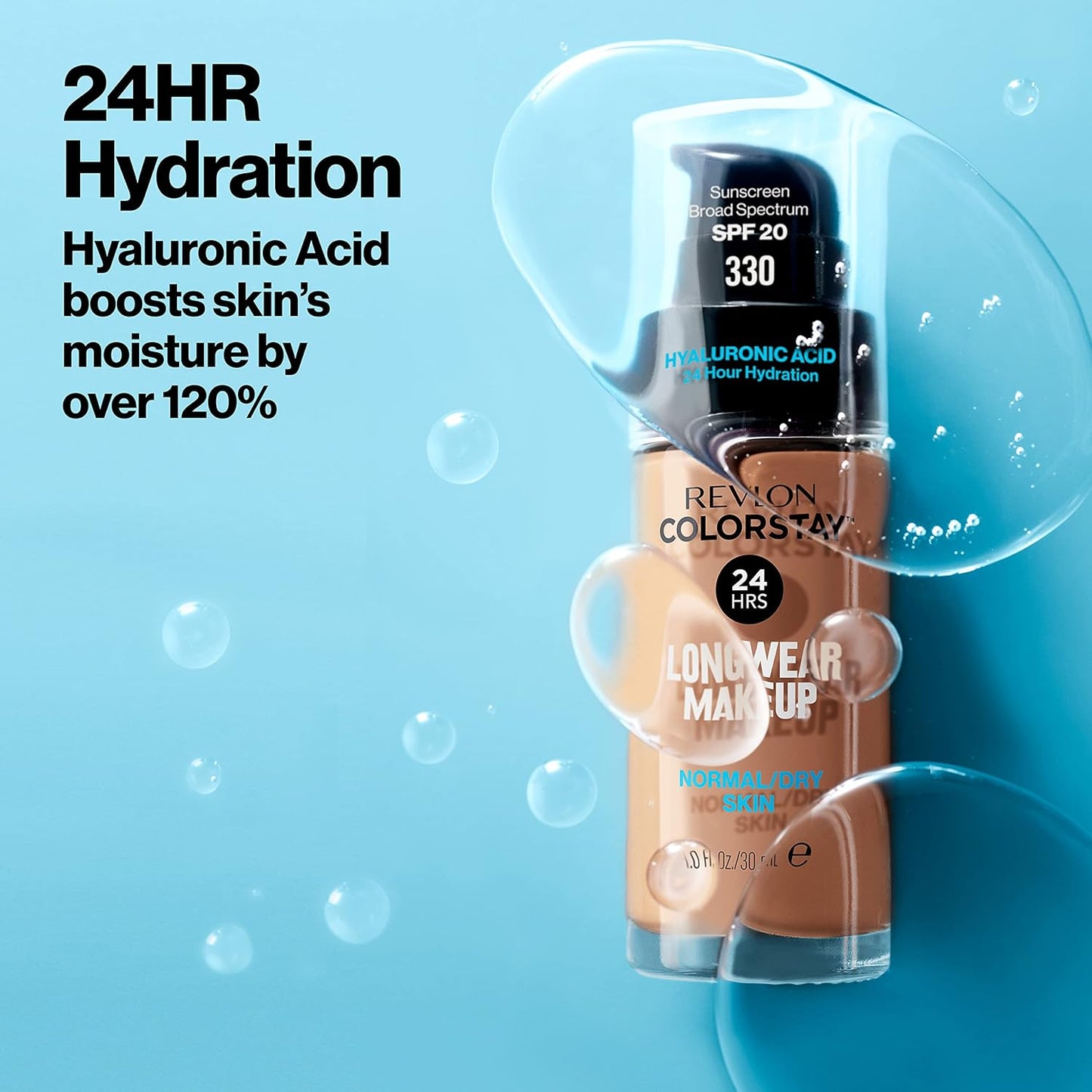 Revlon Liquid Foundation, ColorStay Face Makeup for Normal & Dry Skin, SPF 20, Longwear Medium-Full Coverage with Natural Finish, Oil Free, 390 Rich Maple, 1 Fl Oz