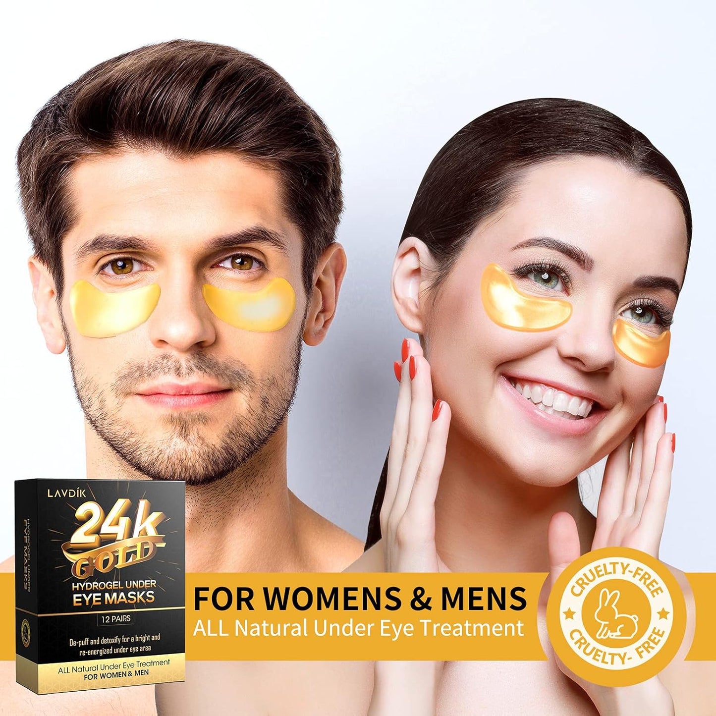 Under Eye Patches, 24K Gold Eye Mask - 36 Pairs, Collagen Eye Patch for Puffy Eyes and Dark Circles and Anti-Aging, Deep Moisturizing Eye Treatment Masks for Women and Men