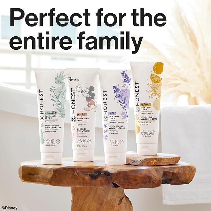 The Honest Company Moisturizing Face and Body Lotion Fast Absorbing Dermatologist Tested Hypoallergenic Disney’s Mickey Mouse Comfort Sweet Cream 8.5 fl oz