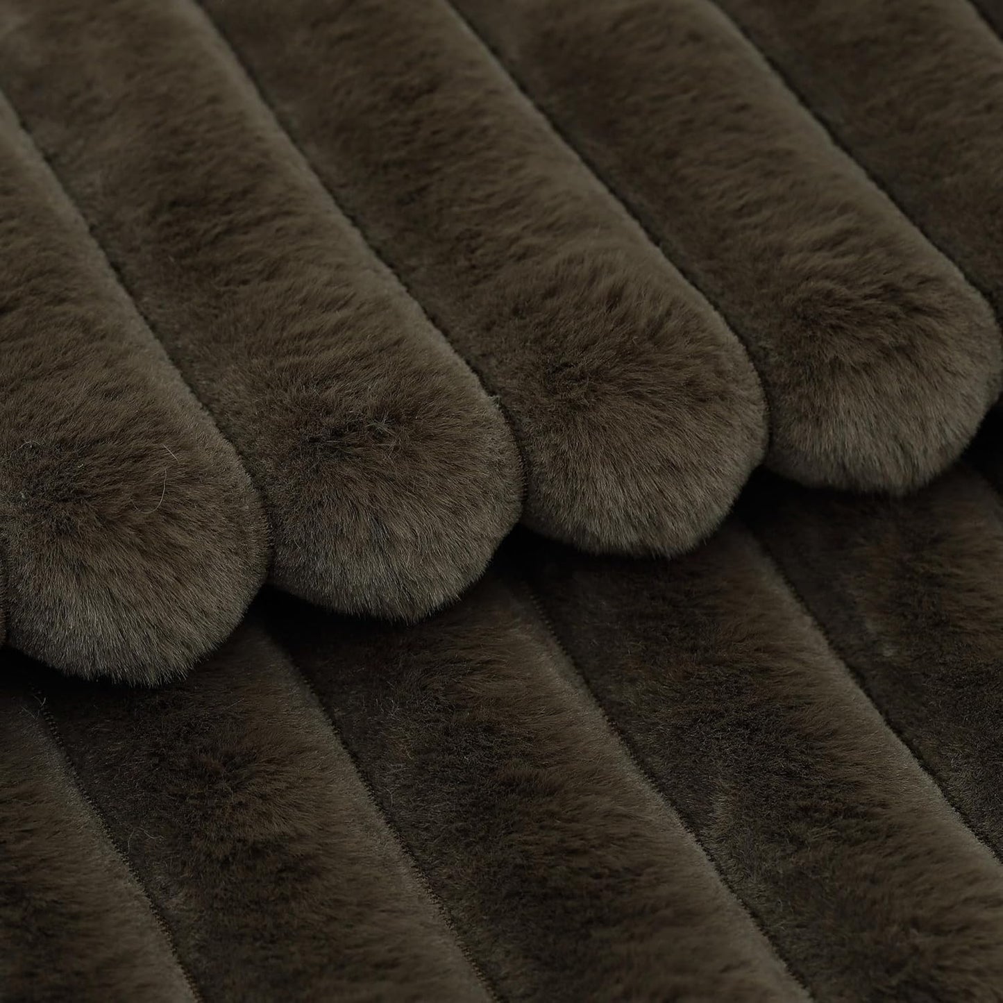 MADIZZ Set of 2 Faux Wool Plush Decorative Throw Pillow Covers 26x26 Inch Drak Brown Fluffy Striped Soft Decorative Cushion Cover for Sofa Bedroom Pillow Shell