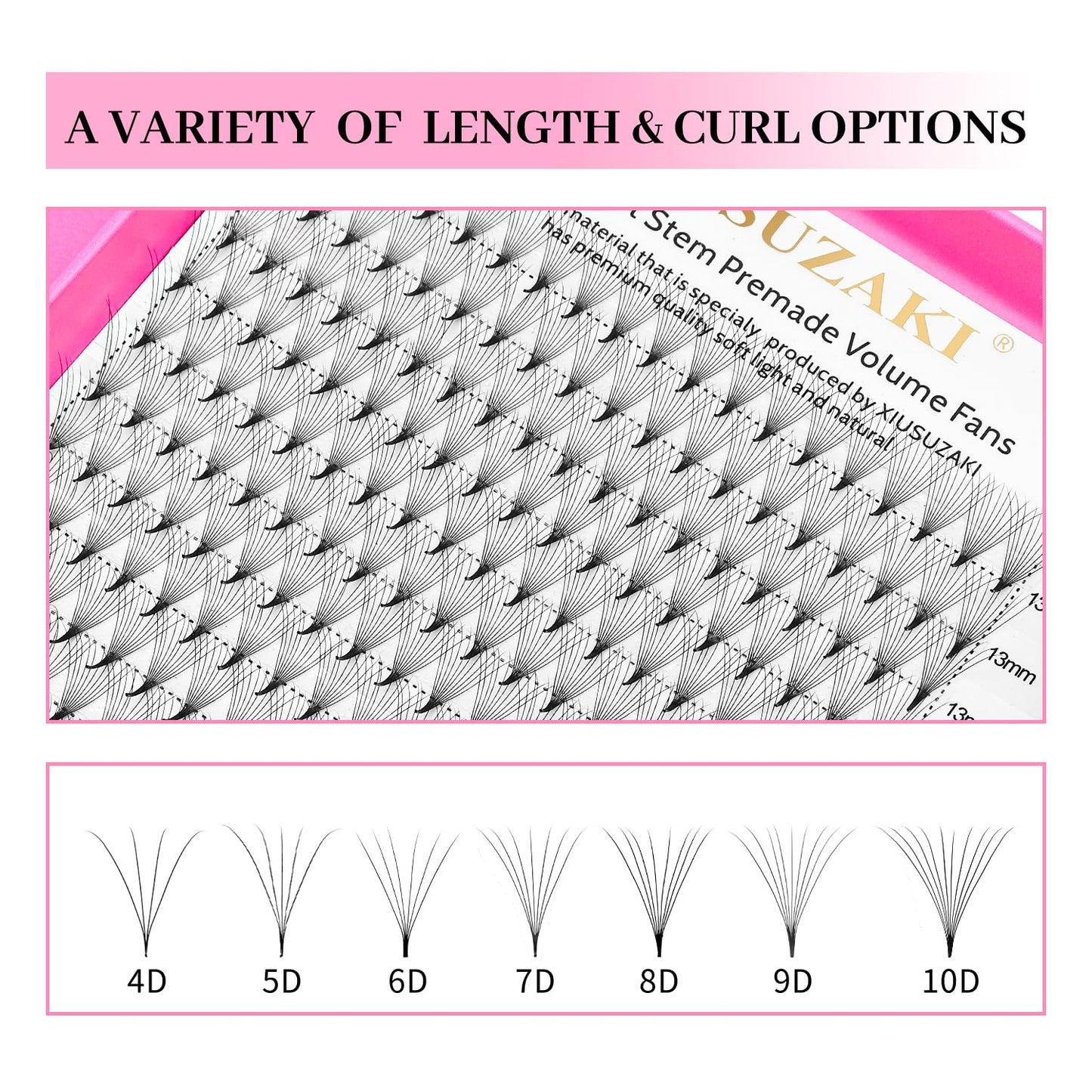 Premade Fans Eyelash Extensions 10D Volume Lash Extensions 0.07 Thickness Eyelash Extension D Curl Premade Lash Fans 13mm Fluffy Soft Handmade Lash Fan(10D-0.07-D,13mm)