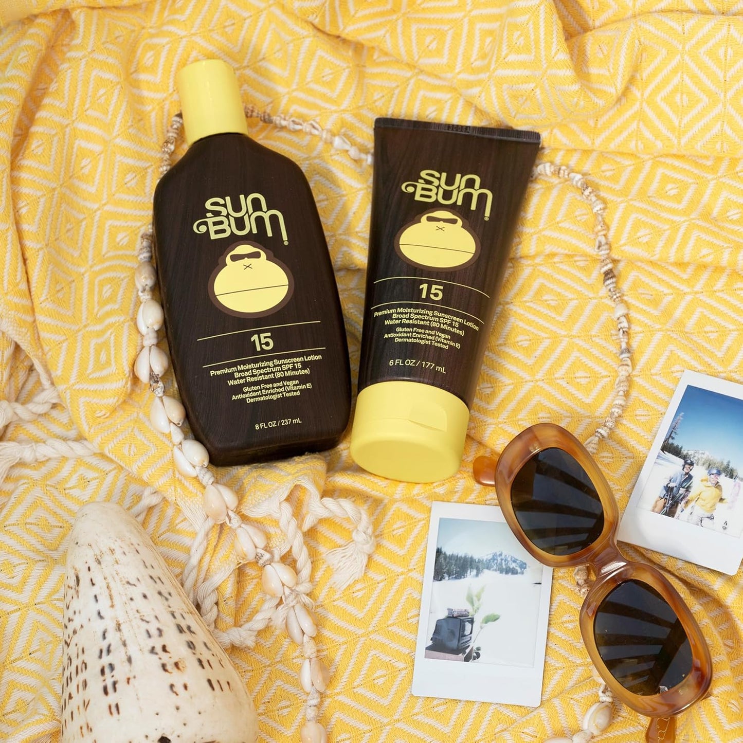 Sun Bum Original SPF 15 Sunscreen Lotion | Vegan and Hawaii 104 Act Compliant (Octinoxate & Oxybenzone Free) Broad Spectrum Moisturizing UVA/UVB Sunscreen with Vitamin E | 8 oz (Pack of 2)