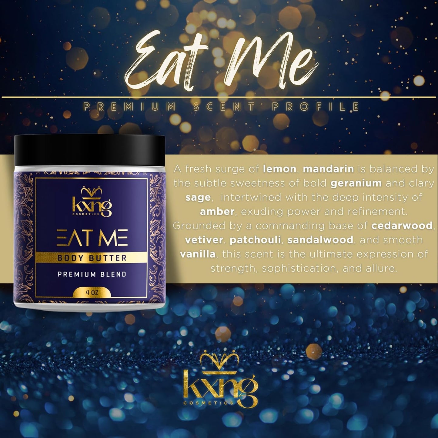 KXNG Cosmetics, Body Butter, Organic Skin Care for Men and Women, Body Moisturizer Lotions and Creams, Raw Shea Butter, Cocoa Butter, Mango, Coconut Oil, Hand, Foot, All Skin Types (Eat Me XL)