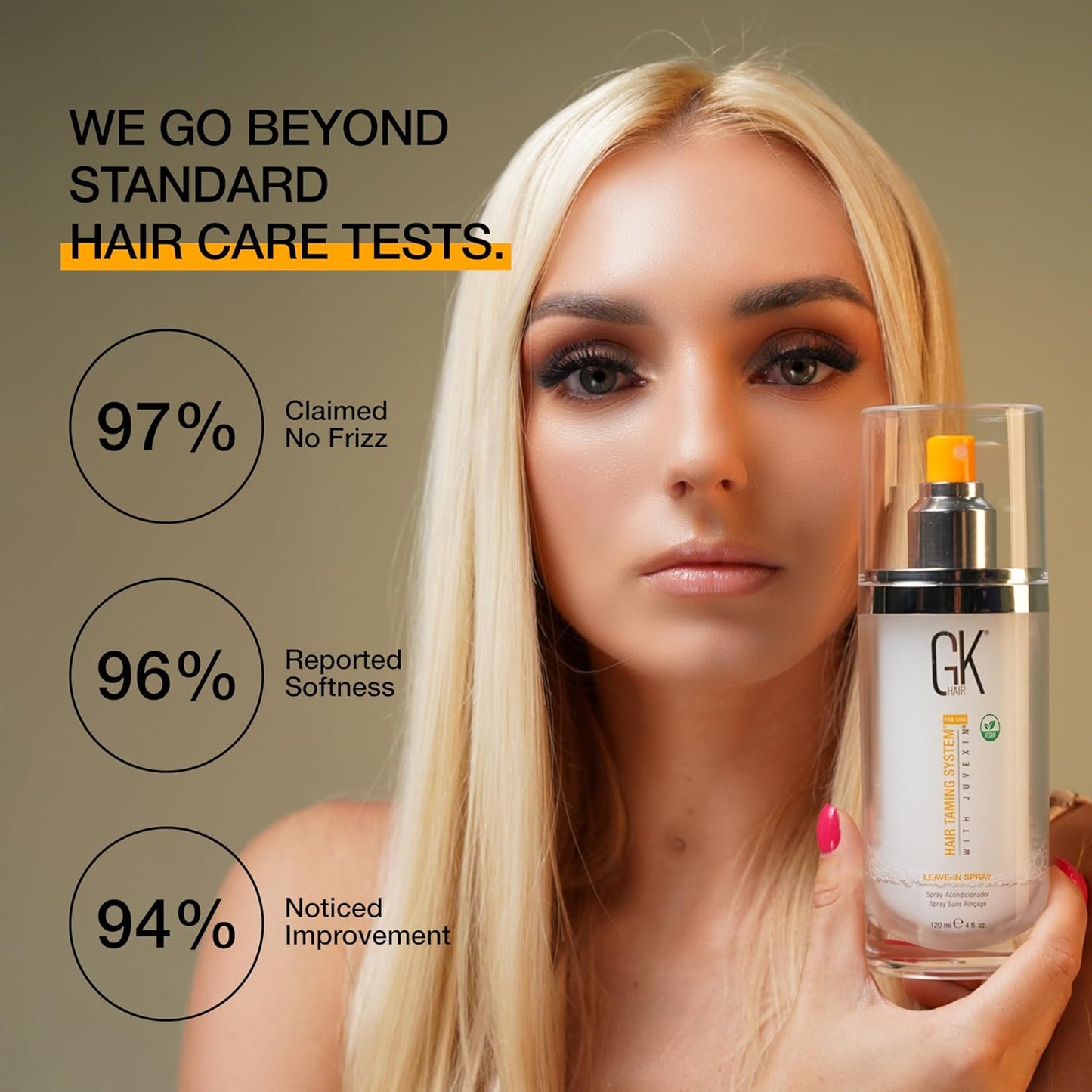 GK HAIR Vegan Leave In Conditioner Spray – Lightweight Detangler Spray For Frizz Control & Heat Protectant for All Hair Types, 120ml