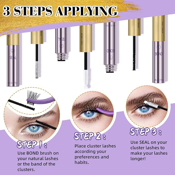B&Qaugen Lash Bond and Seal 10ML Clusters Lash Glue Waterproof Long Lasting Mascara Wand Lash Extension Bond and Seal Strong Hold 2 in 1 Bond and Seal for DIY Lash Extensions（White Bond and Seal,10ML）