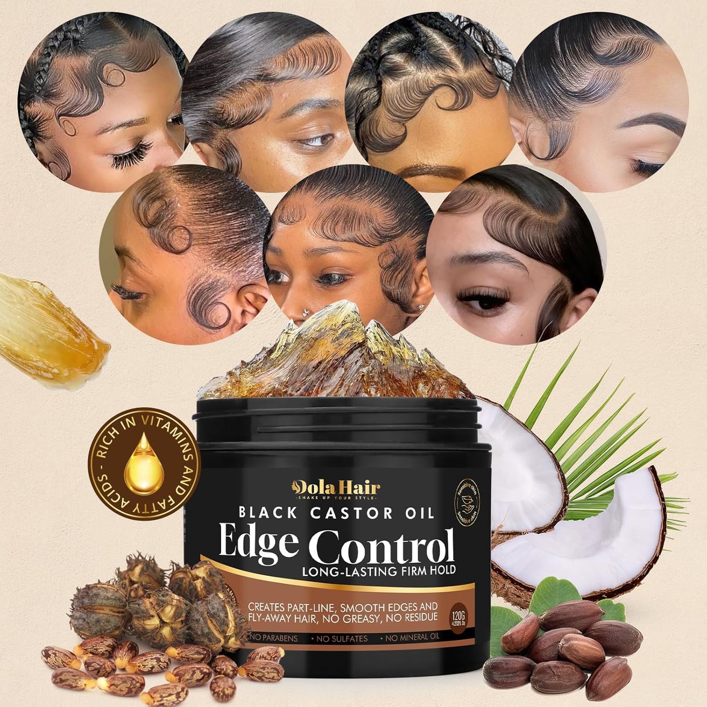 Edge Control Gel for 4C Hair Braiding Hair Gel Firm Hold, Hair Styling Wax Non-Greasy No Flaking 4.2 Oz