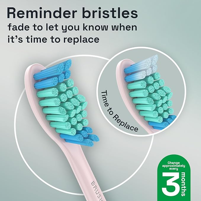 Brushmo Total Clean Replacement Toothbrush Heads, Compatible with Philips Sonicare Click-on Electric Toothbrush Handles, 8 Standard Replacement Heads, Soft Dupont Bristles, BM618, Pink