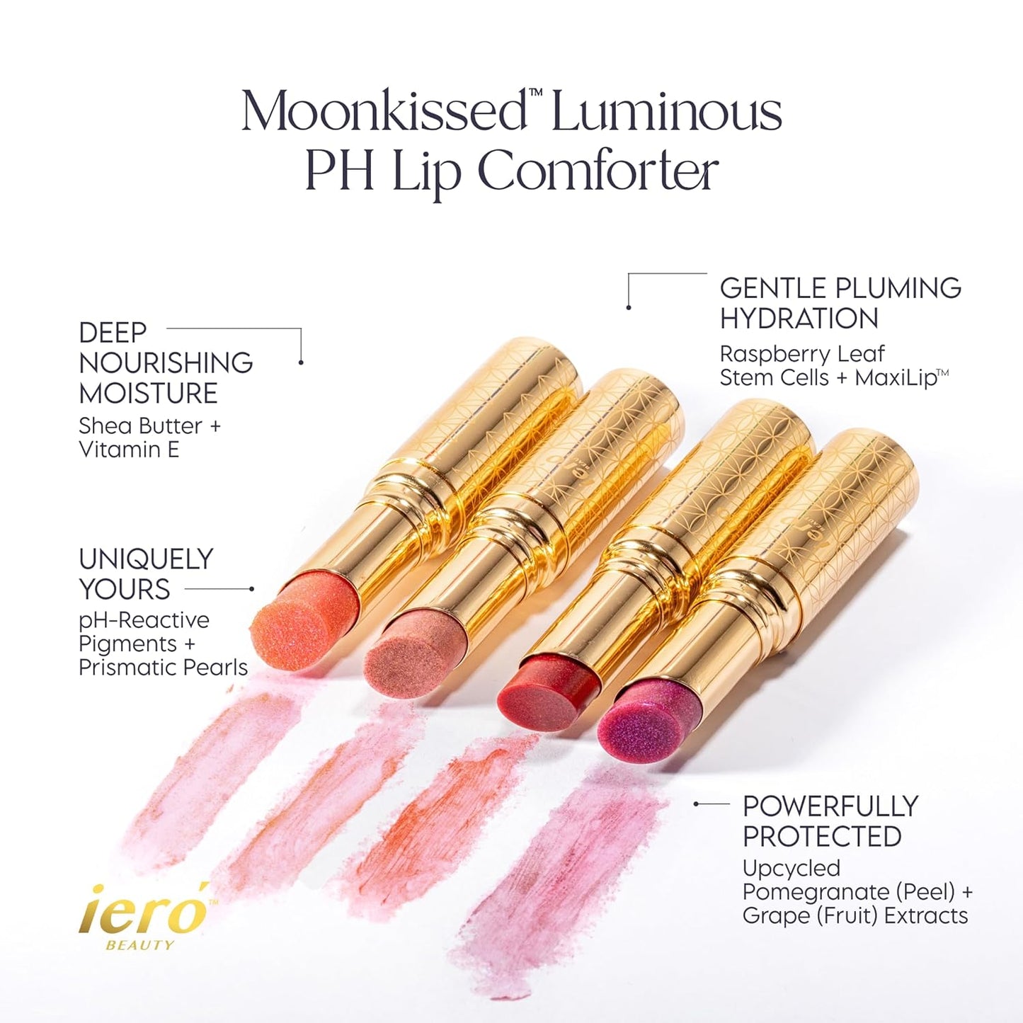 ieró Beauty 3-in-1 Moisturizing Vegan Tinted Lip Balm: Hydrating, Soothing Lip Serum + Plumping Balm + pH Reactive Tint | Shea Butter & Vitamin E | Antioxidant-rich Long Lasting Lip Care Paraben Free