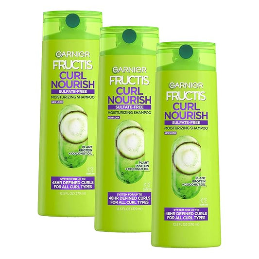 Garnier Fructis Curl Nourish Sulfate Free Moisturizing Shampoo, 12.5 Fl Oz, (Packaging May Vary) (Pack of 3)