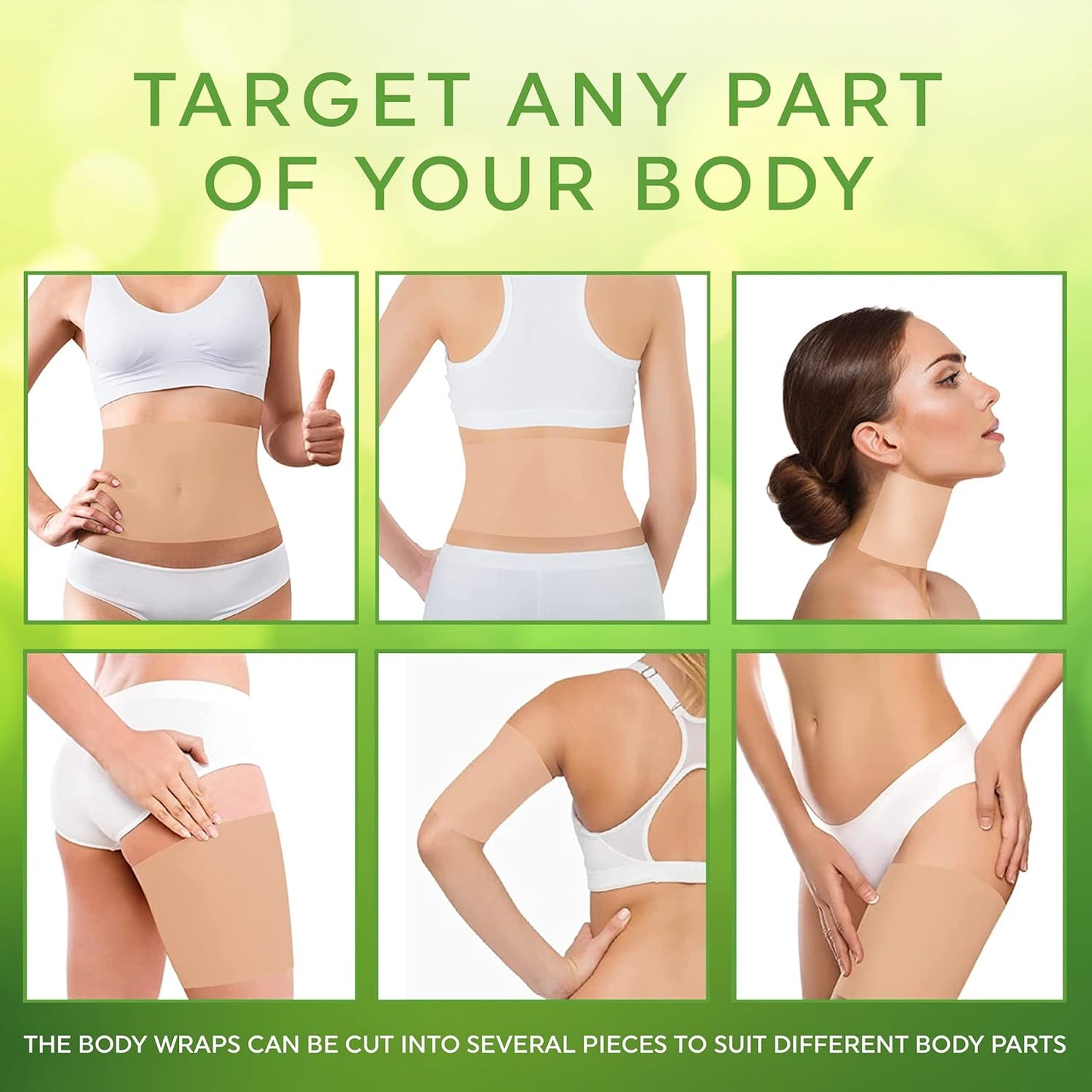 Ultimate Lipo Body Wrap With Guarana, Green Tea, and Seaweed Wraps Works for Stomach Belly Legs Arms Abdomen Skin Elasticity and Resiliency. (8 Wraps)
