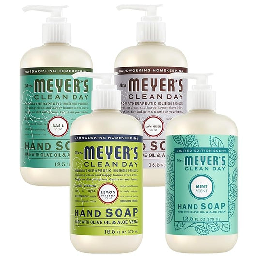 MRS. MEYER'S CLEAN DAY Hand Soap Bundle (Basil + Lavender + Lemon Verbena + Mint)