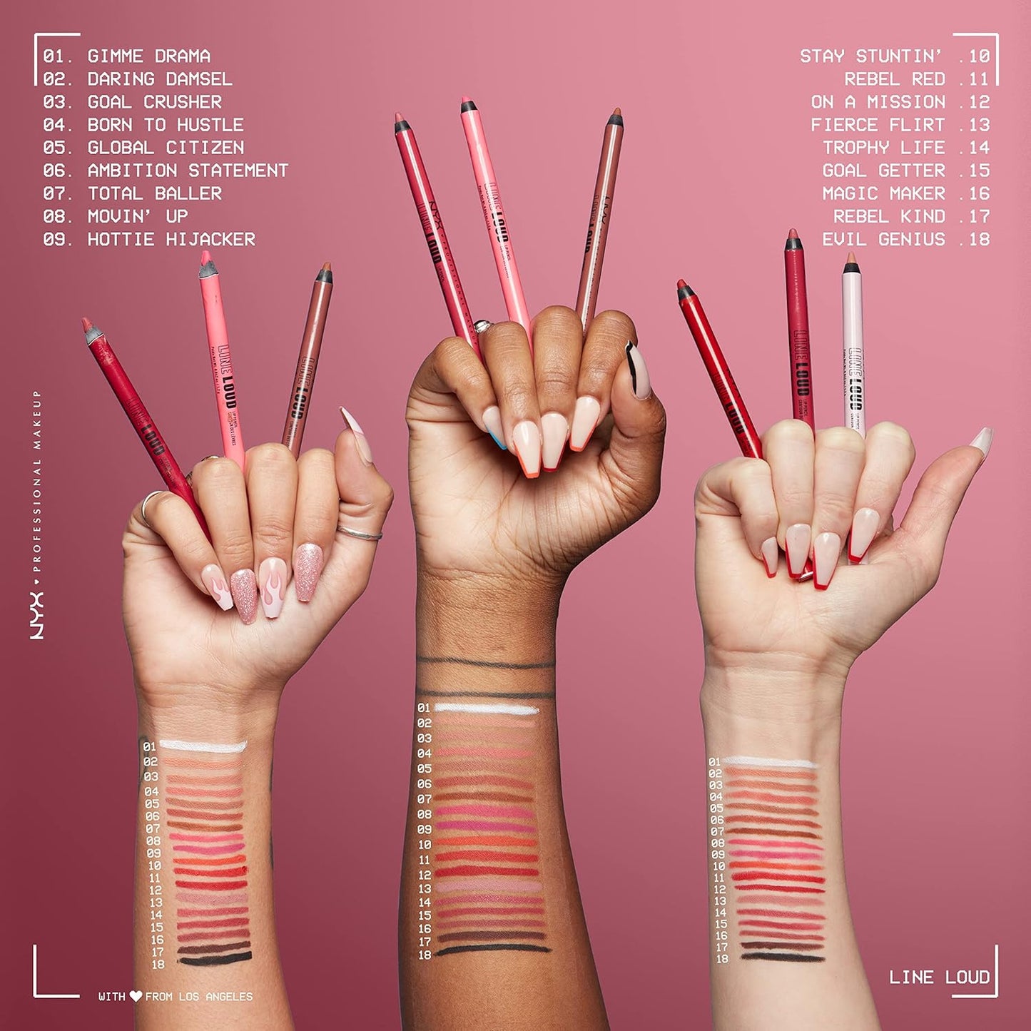 NYX PROFESSIONAL MAKEUP Line Loud Lip Liner, Longwear and Pigmented Lip Pencil with Jojoba Oil & Vitamin E - Stay Stuntin' (Midtone Bright Orange)