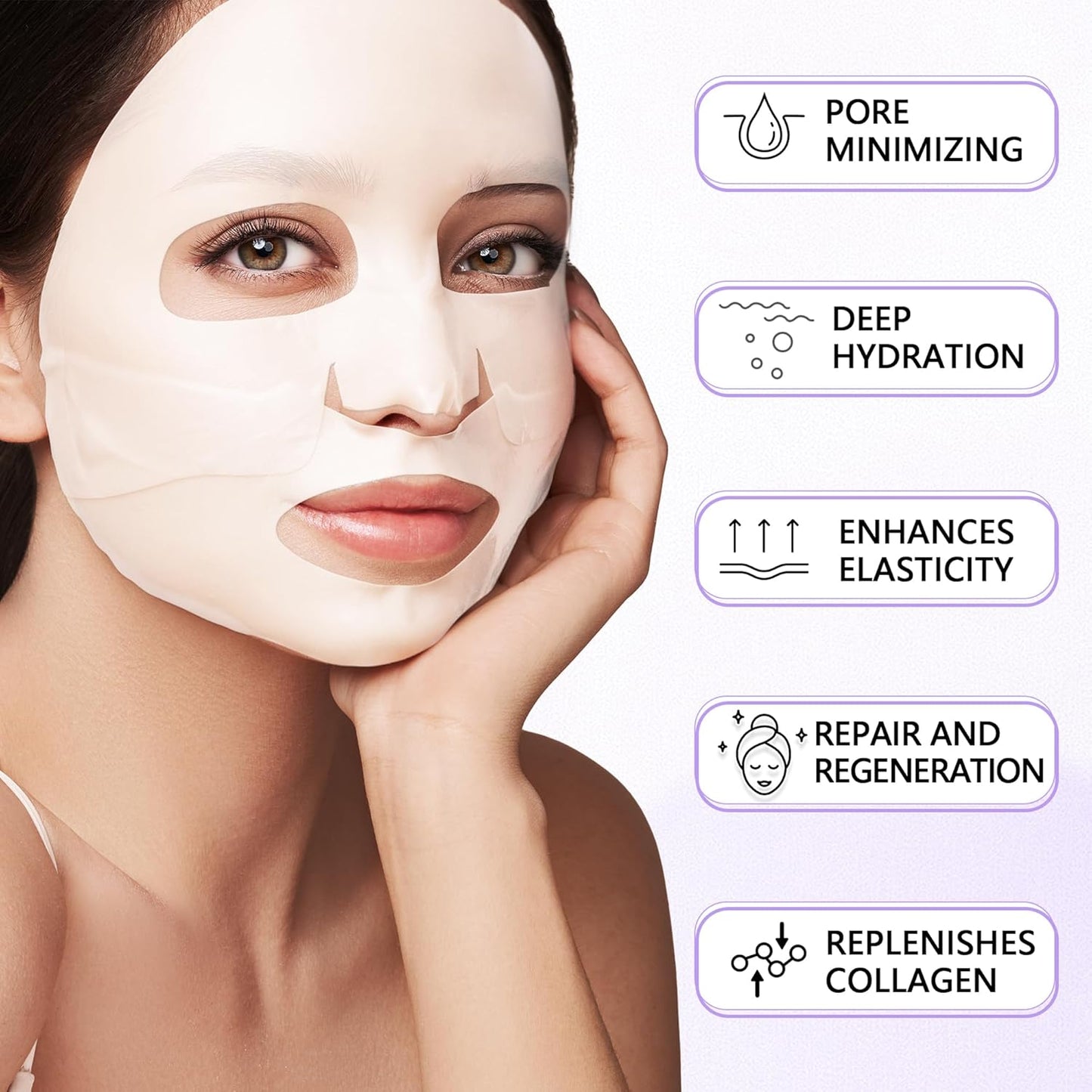 Deep Collagen Jelly Gel Face Mask,Bio-Collagen Facial Mask for Glass Glow Skin,Hydrating Hydrogel sheet Overnight Mask, low molecular weight collagen for lifting, firming, and moisturizing
