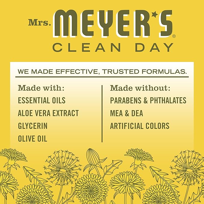 Mrs. MEYER'S CLEAN DAY Liquid Hand Soap, Dandelion Scent, 12.5 Ounce Bottle, (Pack of 2)