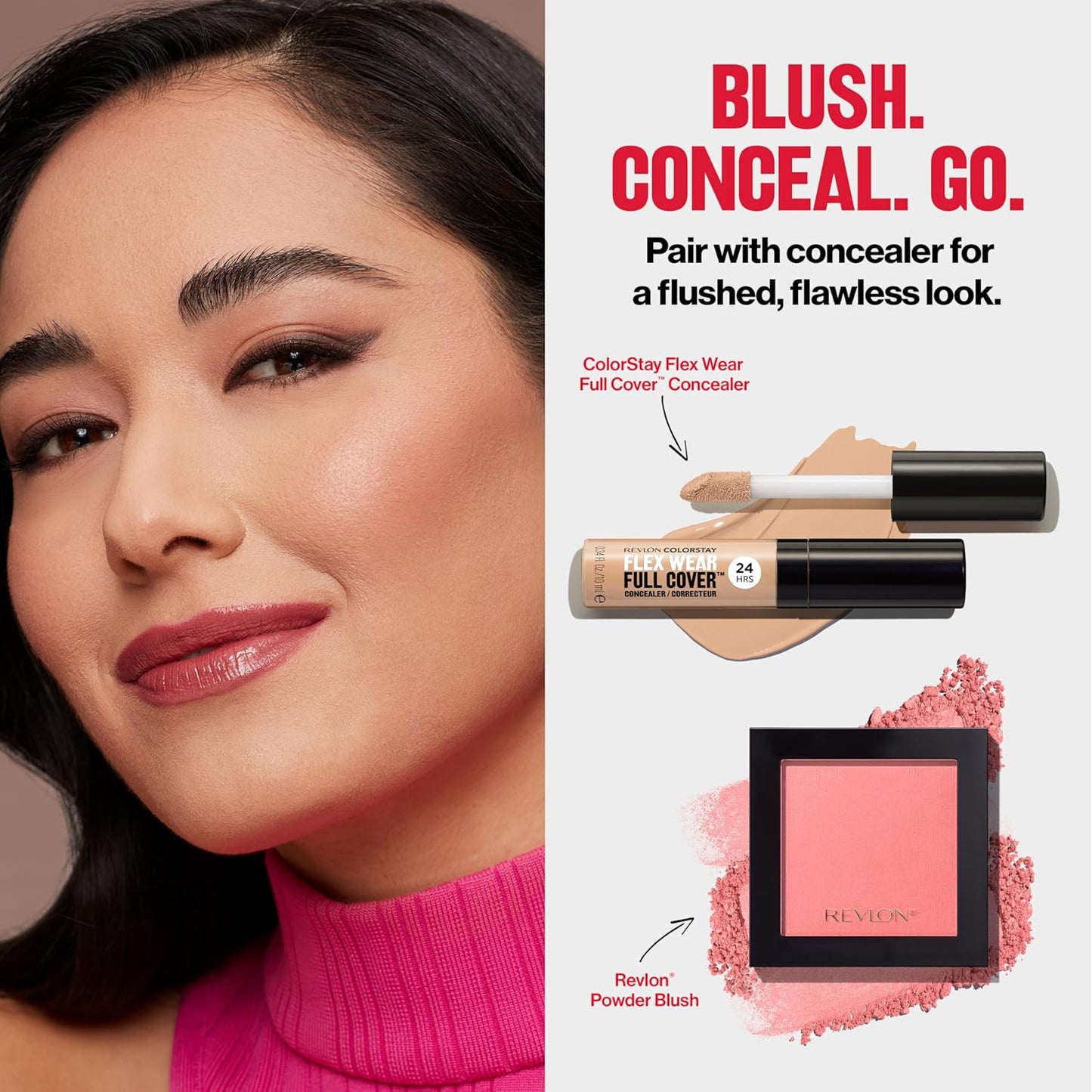 Revlon Blush, Powder Blush Face Makeup, High Impact Buildable Color, Lightweight & Smooth Finish, 014 Tickled Pink, 0.17 oz