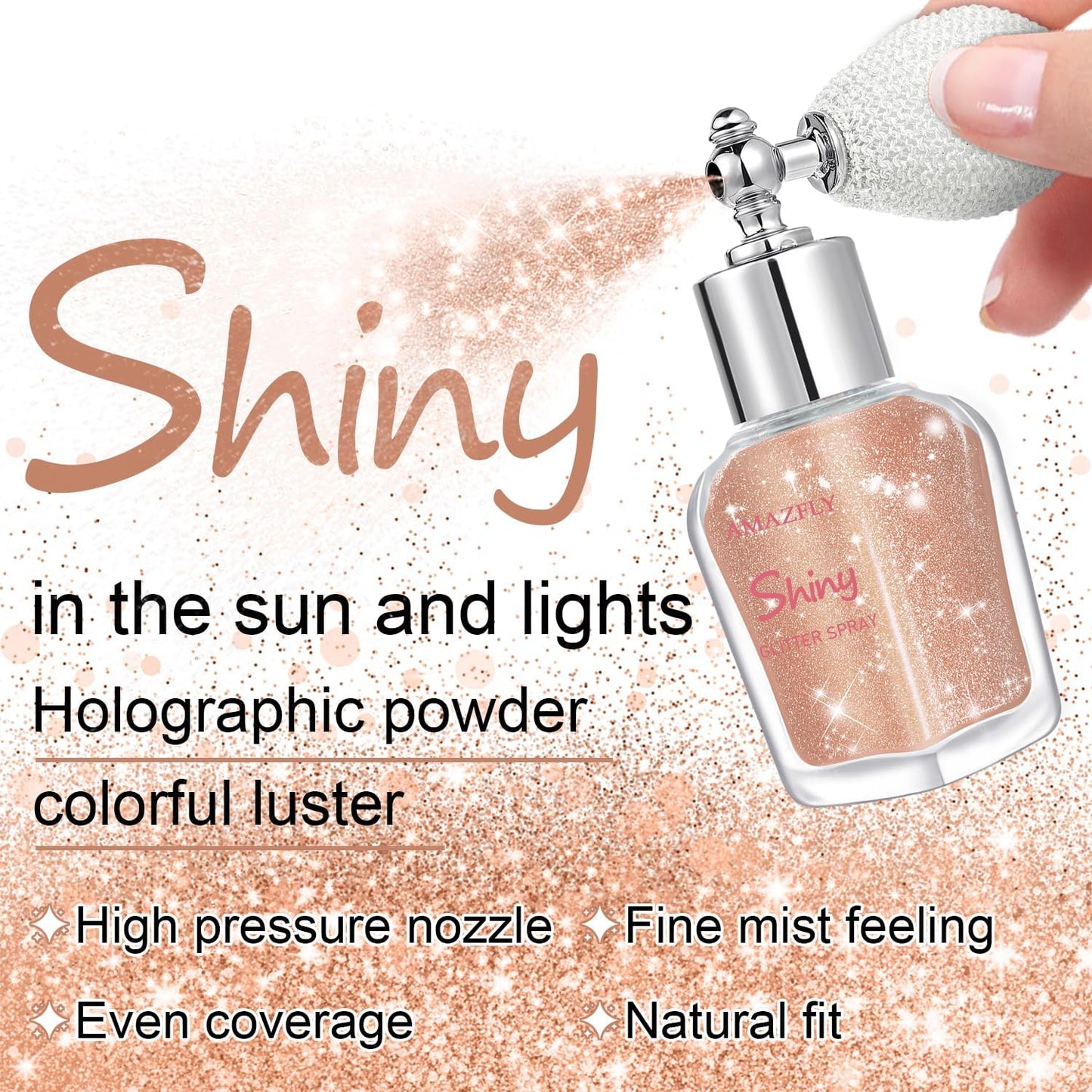 Hair and Body Glitter Spray, Shimmering Powder Sparkle Powder Makeup, Glitter Loose Sparkle Makeup for Body Highlighter,Festival Prom Rave Accessories (Champagne)