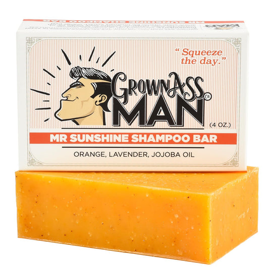 Solid Shampoo Bar Rich Lather 3 in 1: Hair, Beard & Body Wash - Plastic Free & Eco-Friendly, Natural & Organic Clean for All Hair Types, 4oz Bar (Mister Sunshine, Single)