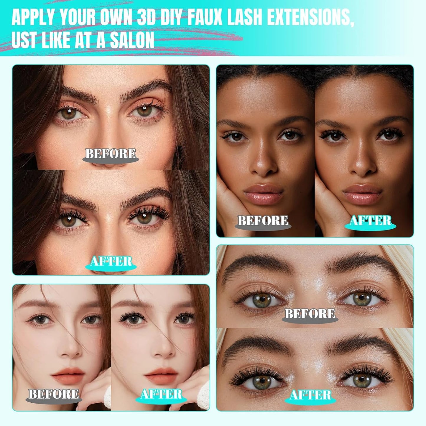 Lash Clusters Kit 320Pcs,100D DIY Individual Lashes Extension Kit,Lash Bond And Seal,Lash Remover For Eyelashes Extensions,Lash Applicator Tool For False Eyelash Cluster Kit At Home(D-Mix10-16mm)