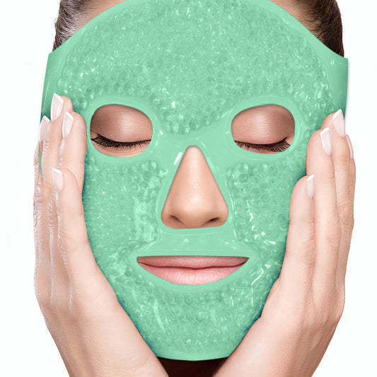 Facial Mask Get Rid of Puffy Eyes Migraine Relief, Sleeping, Travel Therapeutic Hot Cold Compress Pack Gel Beads, Spa Therapy Wrap for Sinus Face Puffiness Headaches Gel Mask