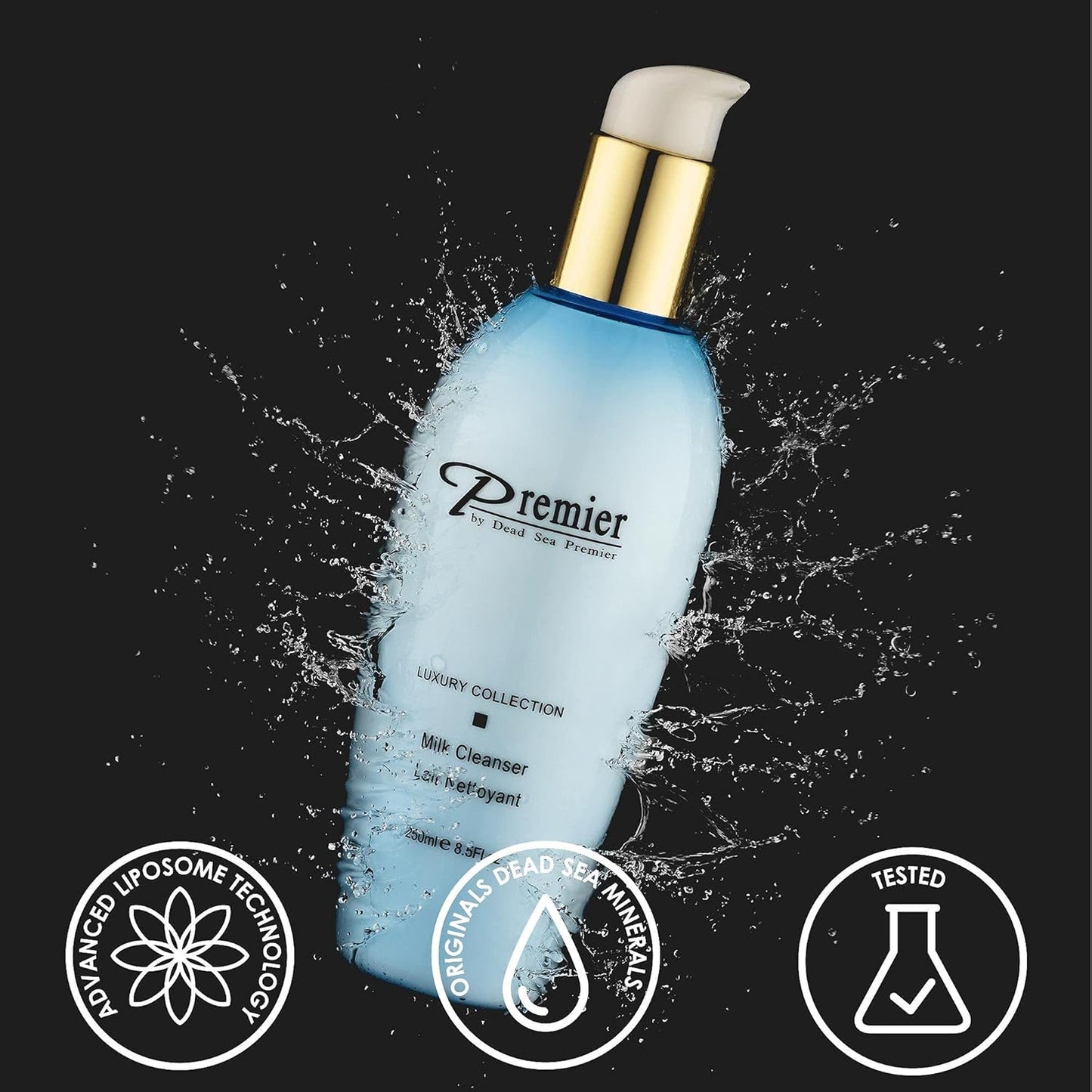 Premier Dead Sea Cleansing Milk, gentle face Cleanser & Make-up remover milk cleanser for face, sensitive and all Skin types, Classic collection skin care 8.45fl oz
