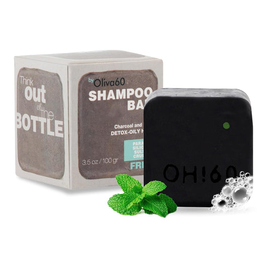 Shampoo Bar Charcoal Mint | Olive, Argan & Macadamia Oil | Sulfate & Paraben Free | Natural Hair Care | 3.5 oz | Extra Moisturizing | Shampoo for Oily Hair | Activated Charcoal & Peppermint Oil