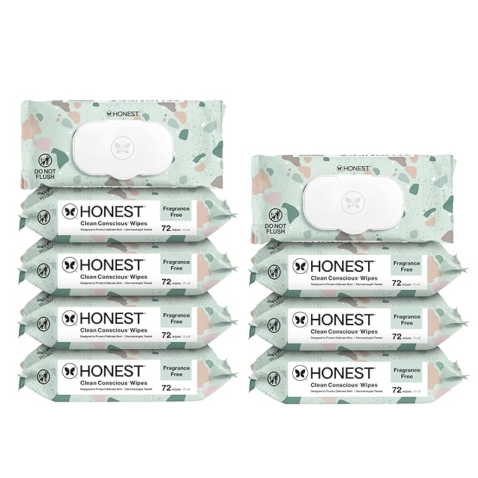 The Honest Company Unscented Wipes Over 99% Water Compostable Plant-Based Baby Hypoallergenic for Sensitive Skin EWG Verified Geo Mood 648 Count