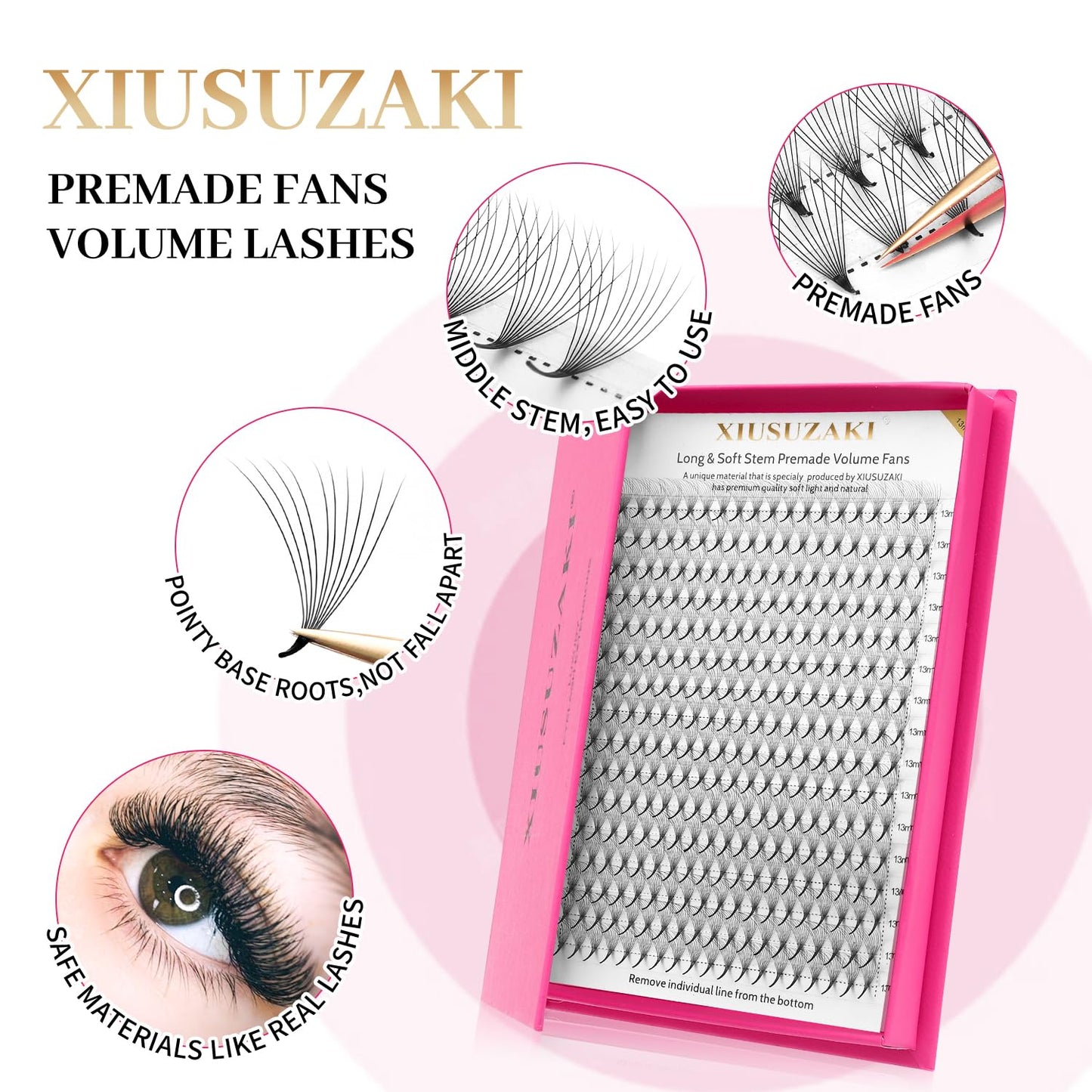 Premade Fans Eyelash Extensions 9D Volume Lash Extensions 0.07 Thickness Eyelash Extension C Curl Premade Lash Fans Mix 9-16mm Fluffy Soft Handmade Lash Fan Eyelashes(9D-0.07-C,9-16mm)