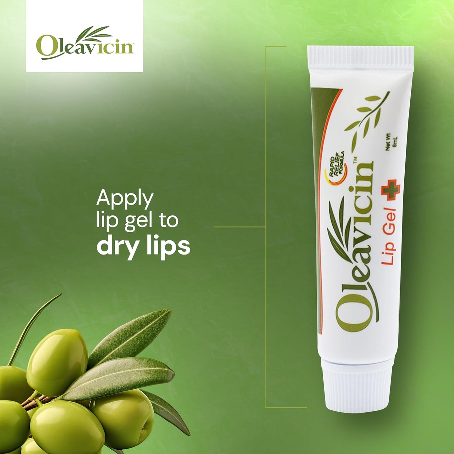 Lip Gel – Natural Cold Sore & Fever Blister Treatment with Organic Olive Leaf – Fast-Acting Relief – 1.3oz (3.8) - 2 Pack