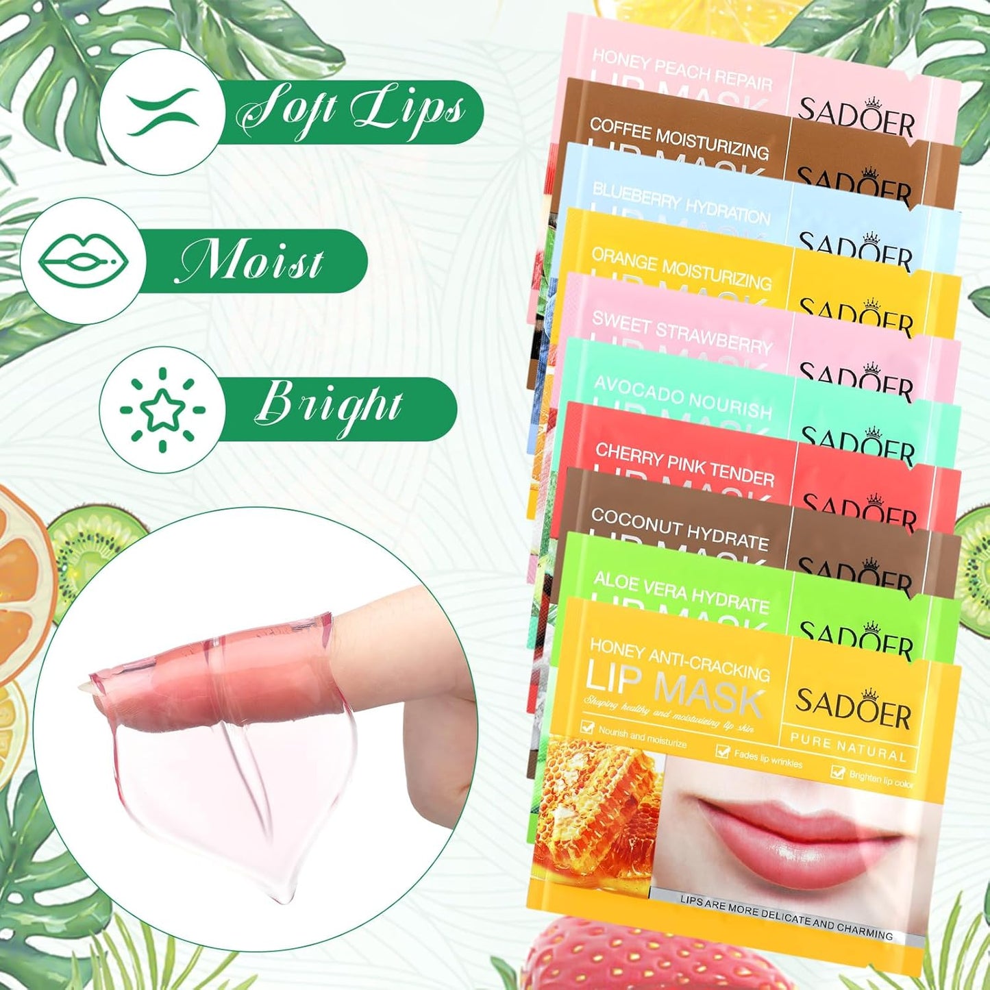 60 Pcs Moisturizing Lip Mask Eye Pads Lip Eyes Care Pads Mask Multi Pack Lip and Under Eye Patches for Puffy Eyes Spa Moisturizing Skincare Eye Lip Treatment (Lip)