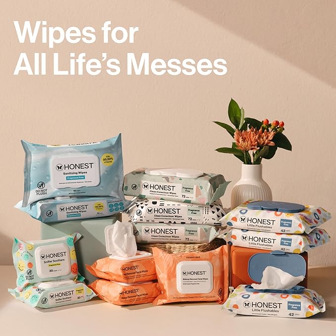 The Honest Company Hypoallergenic Multi-Use Baby Wipes for Sensitive Skin, Balance Blues, 576 Count
