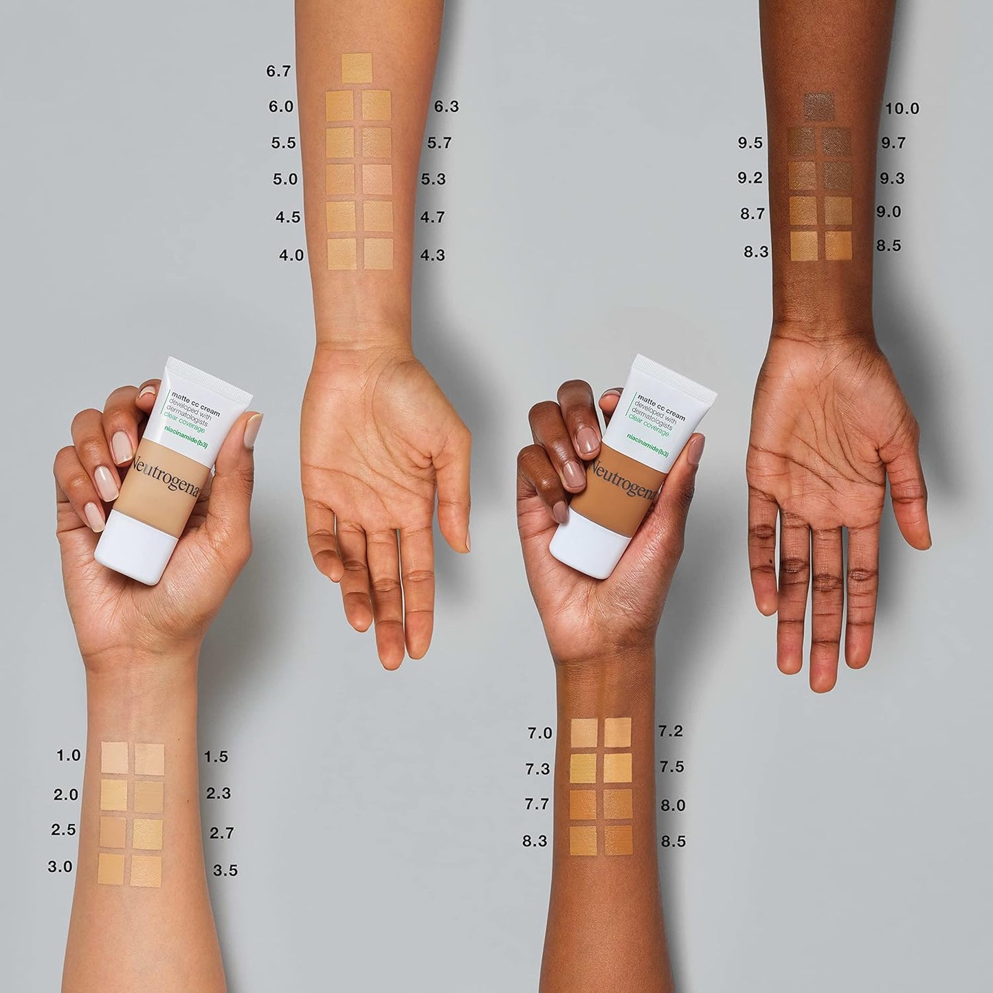 Neutrogena Clear Coverage Flawless Matte CC Cream, Full-Coverage Color Correcting Cream Face Makeup with Niacinamide (b3), Hypoallergenic, Oil Free & Fragrance Free, Fawn, 1 oz