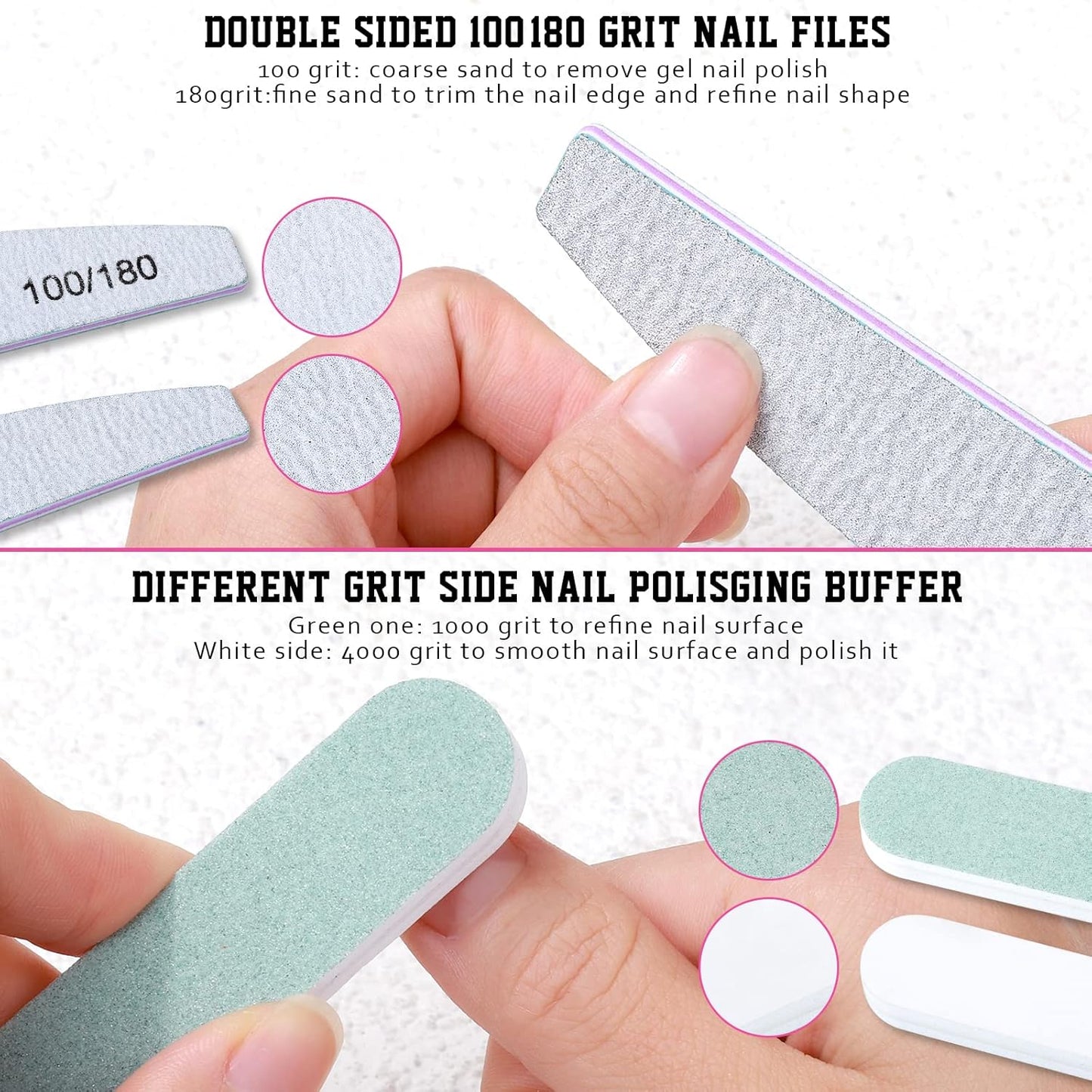 FANDAMEI Nail Files and Buffers, Manicure Tools Nail Care Kit with Nail File, Nail Buffer Block, Cuticle Care for Women with Nippers, Pusher Peeler. Cuticle Oil and Nail Prep Kit.