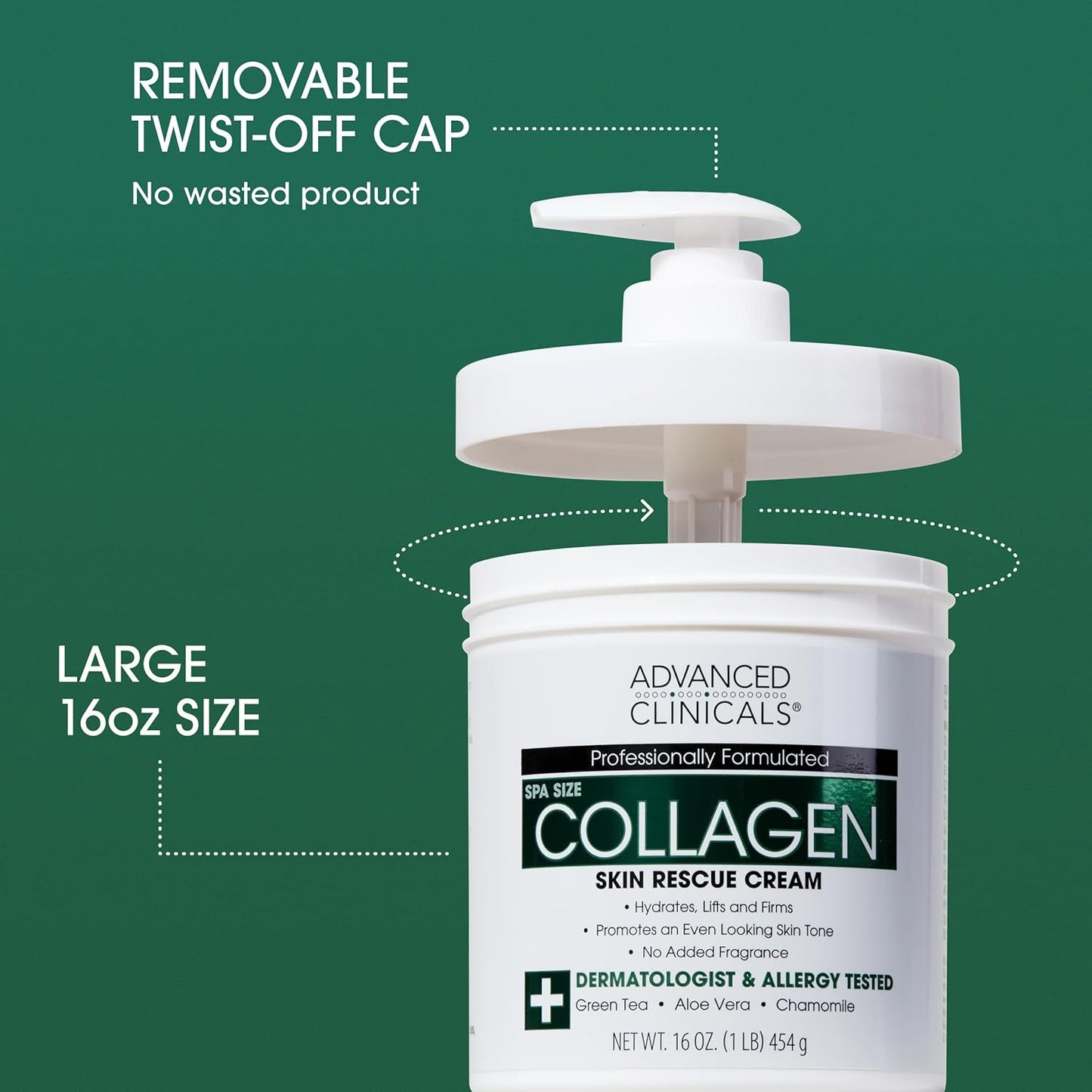 Advanced Clinicals Unscented Collagen Cream Face Moisturizer & Body Lotion + Collagen Body Oil Skincare 2pc Set For Women & Men Helps Reduce Appearance Of Crepey Skin, Wrinkles, & Dry Skin, 2PC Set