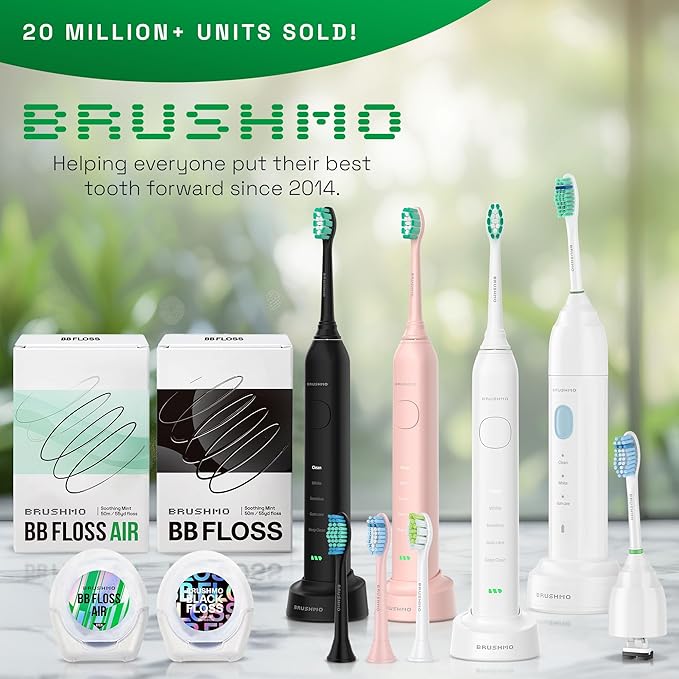 Brushmo Total Clean Replacement Toothbrush Heads, Compatible with Philips Sonicare Click-on Electric Toothbrush Handles, 8 Standard Replacement Heads, Soft Dupont Bristles, BM618, Pink