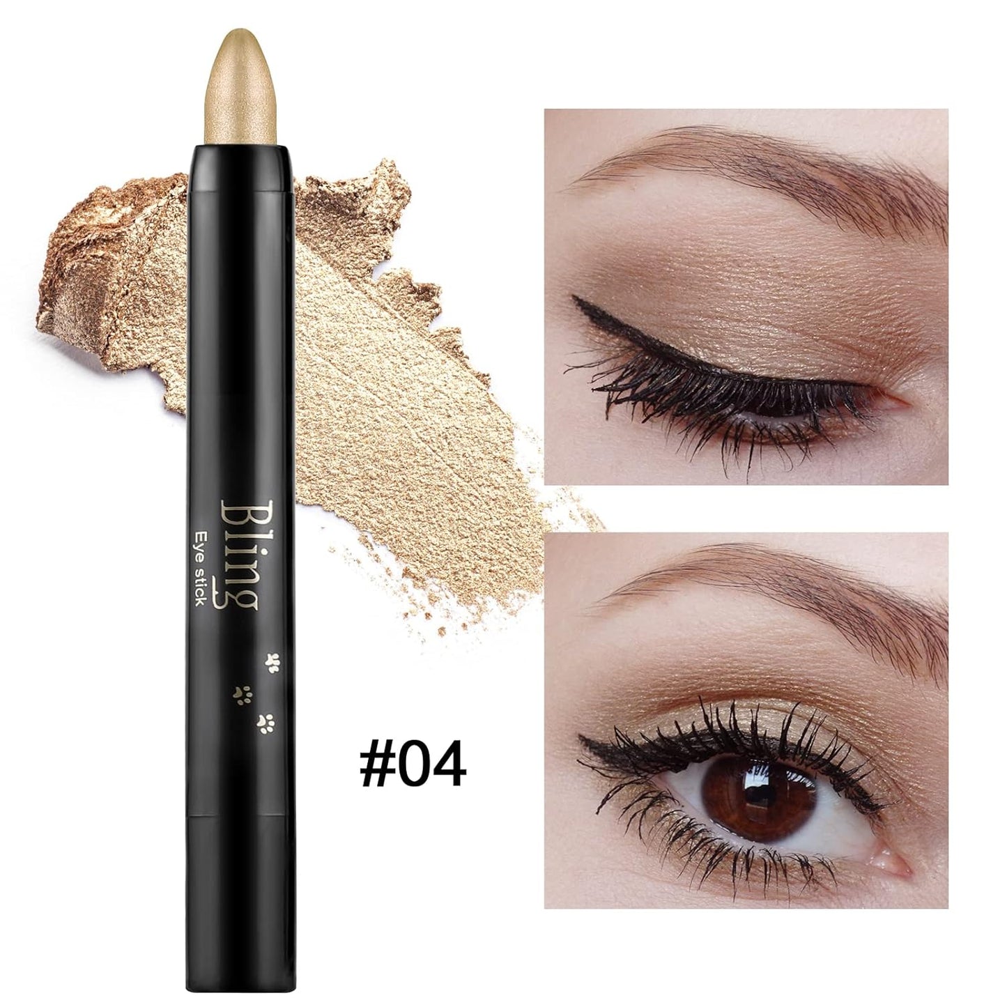 Boobeen Eyeshadow Pencil Crayon Waterproof Stick Shimmer Cream Eyeshadow Pen Create Glitter Eye Makeup, Easy to Use (04#)