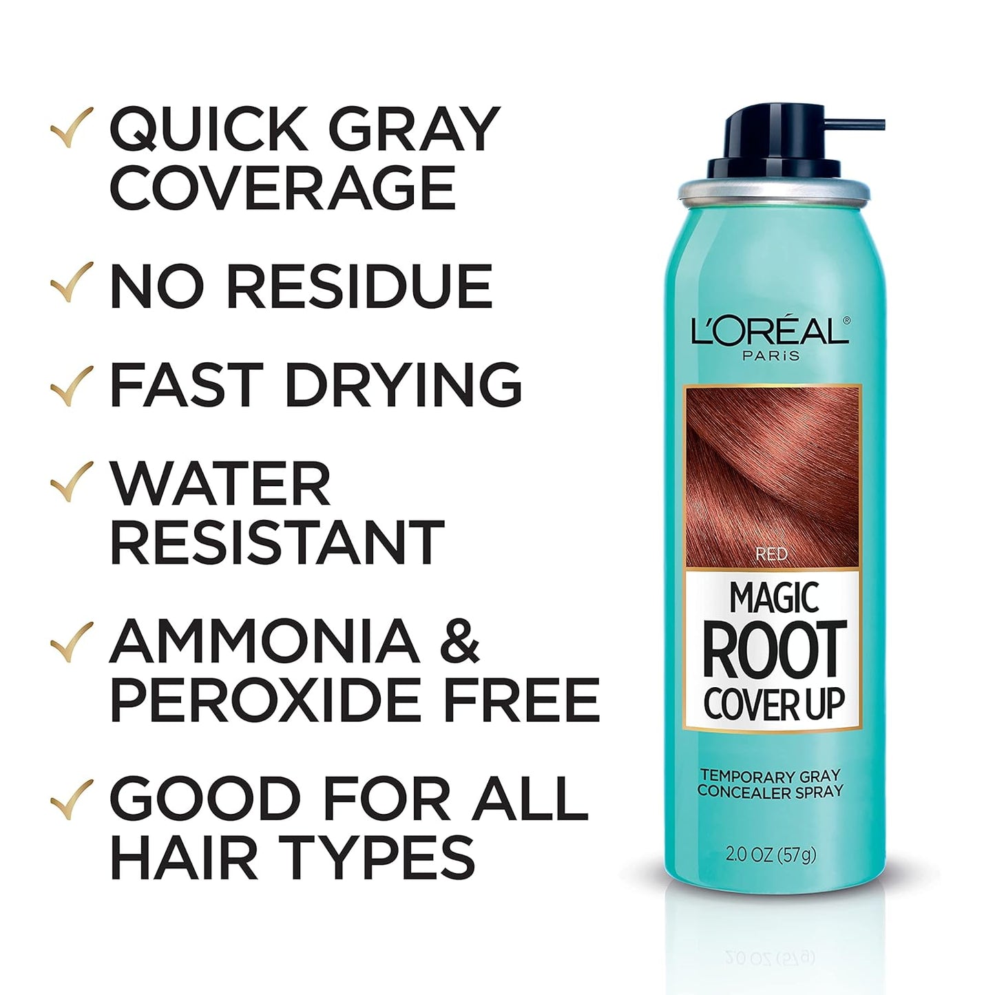 L'Oreal Paris Hair Color Root Cover Up Hair Dye Red 2 Ounce (Pack of 2) (Packaging May Vary)