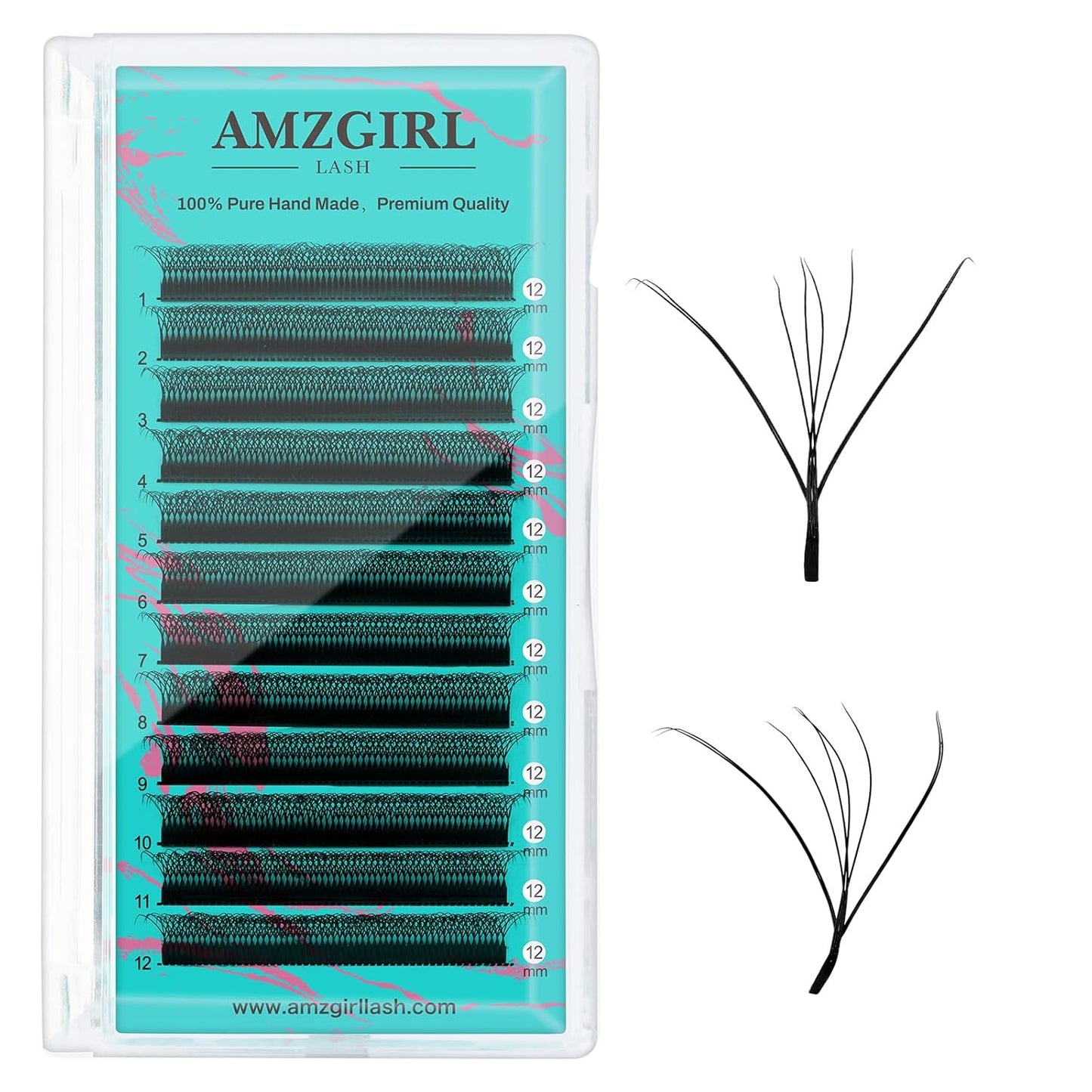 Individual Lashes Cashmere Volume Lash Extensions D Curl 8DW Premade Eyelashes Mixed and Single Tray,Soft and Dense Rapid Blooming Lashes,Eyelash Extensions for Professional Use(12mm)